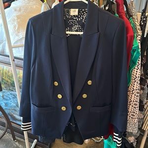 Cabi Grand Slam Knit Double Breasted Nautical Blazer 12